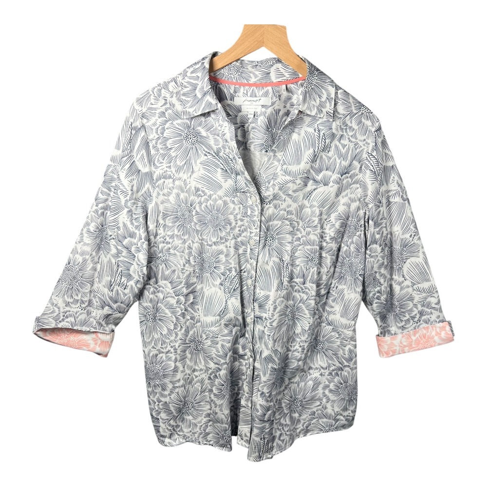 Foxcroft Floral Button Down Shirt size 14W